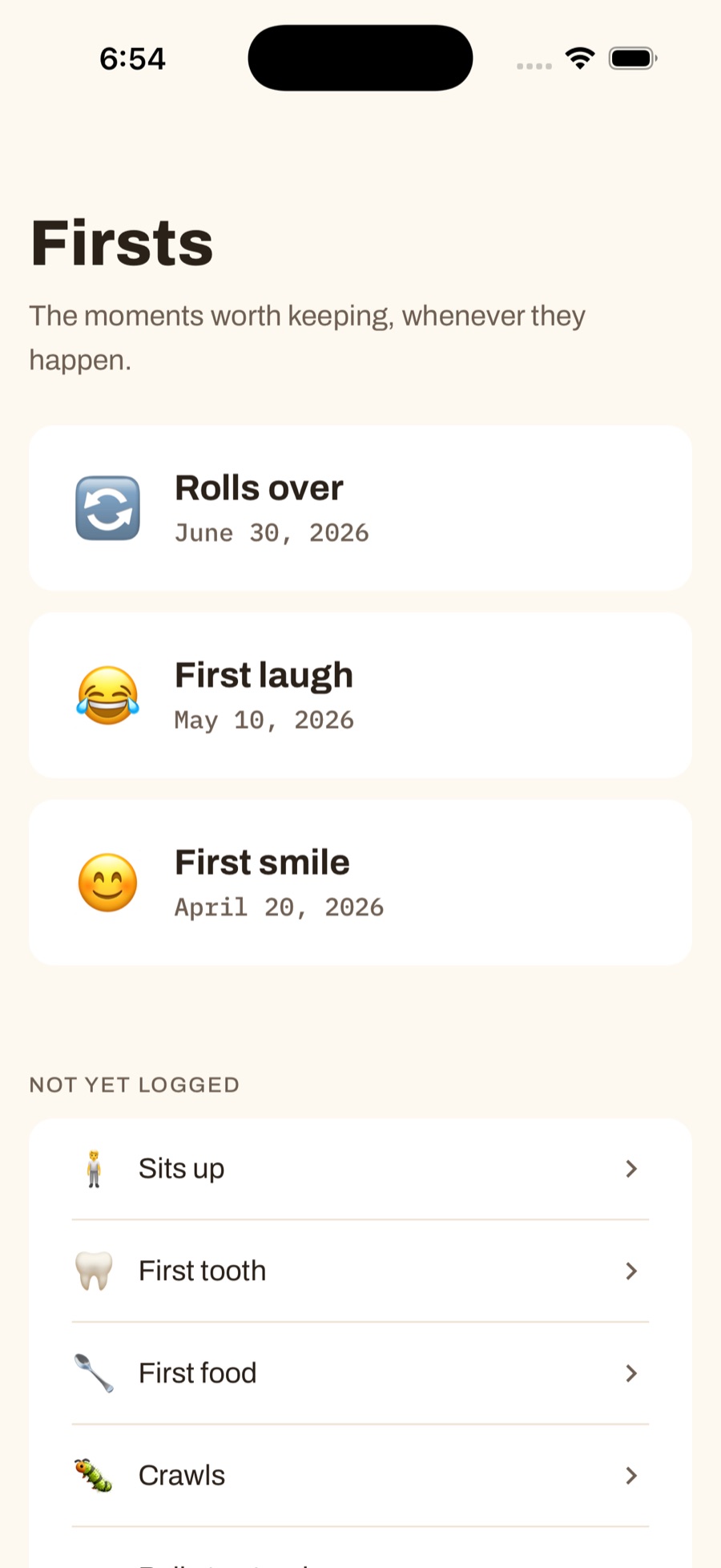 Original milestones list